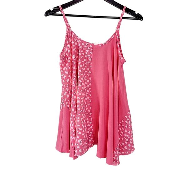 Umgee Women’s Pink Animal Print Mixed Fabric Flowy Tank Top Small NWOT - Picture 4 of 7